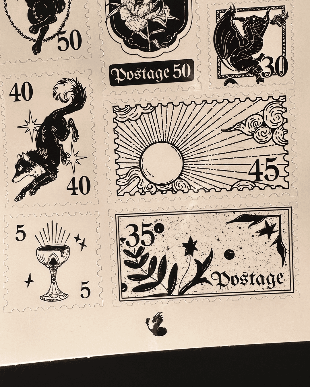 Planche stickers - Timbres